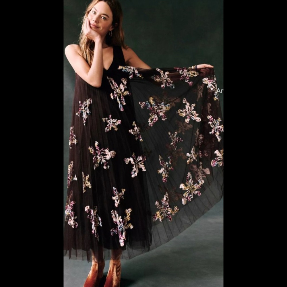 Cassandra Appliquéd tulle dress